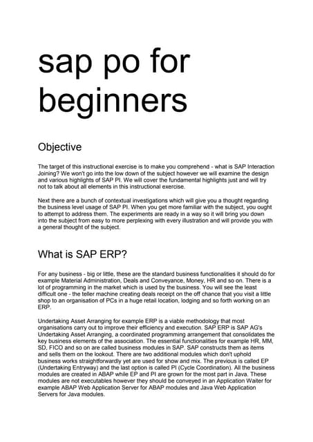 sap pi/po training in Hyderabad | PDF