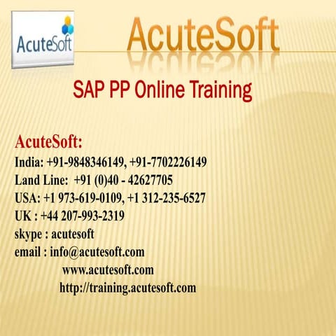SAP PP ONLINE TRAINING | PPT