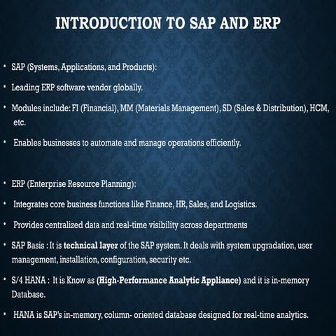 SAP presentation for sap basis administration