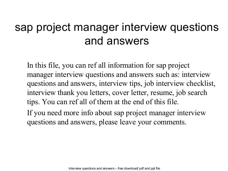 project manager interview questions and answers