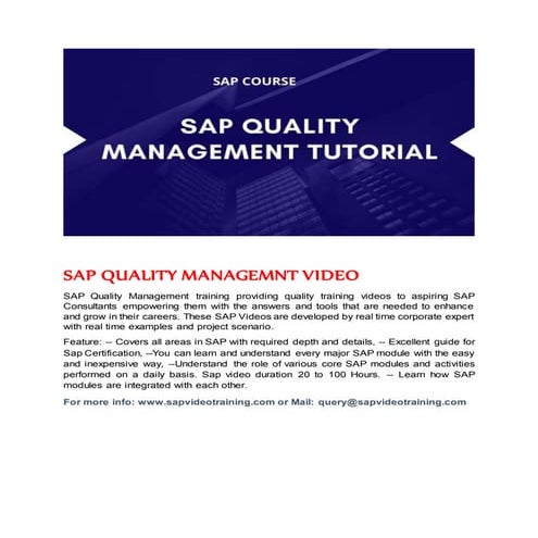 SAP QAULITY MANAGEMENT
