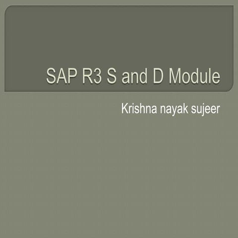 Sap R3 S And D Module