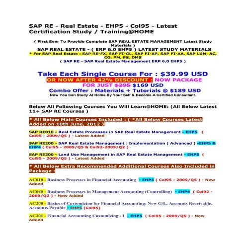Sap real estate erp 6.0 ehp5 latest study materials for sap real estate   sap...