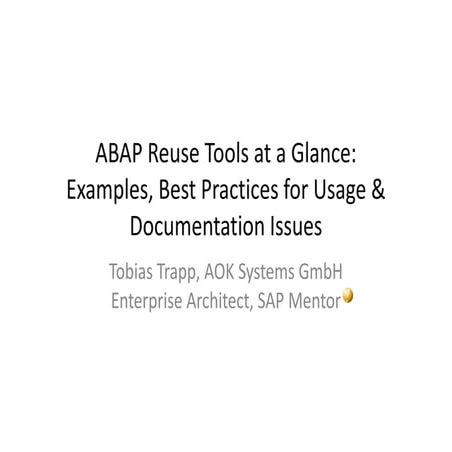 SAP Reuse Tools 
