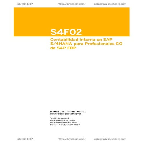 S4F02 Col11 Contabilidad interna en SAP S/4HANA para Profesionales CO de SAP ERP