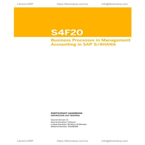 Business Processes in Management Accounting in SAP S/4HANA, S4F20 Col11