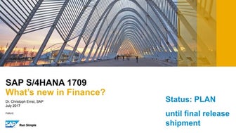 Sap s4 hana 1709   what's new in finance v09 no hidden slides
