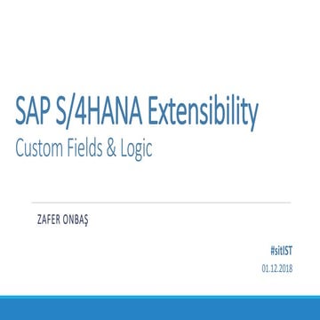 SITIST 2018 Part 2 - SAP S/4HANA Extensibility - Custom Fields and Logic Demo 