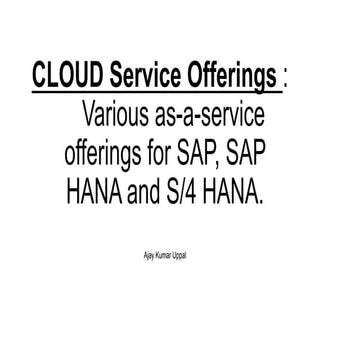 Sap sap hana s4 on cloud