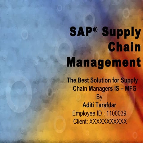 Sap scm   presales ppt cap logstx - by aditi tarafdar jan 2012