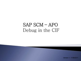 Sap scm apo debug in the cif