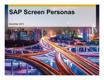 SAP Screen Personas 2.0 Overview November 2013