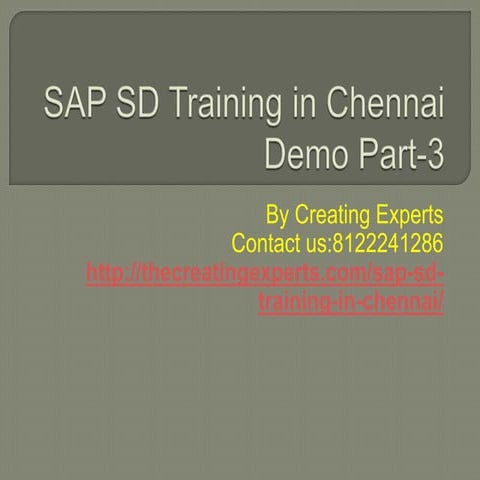 SAP SD Training in Chennai Demo Part-3