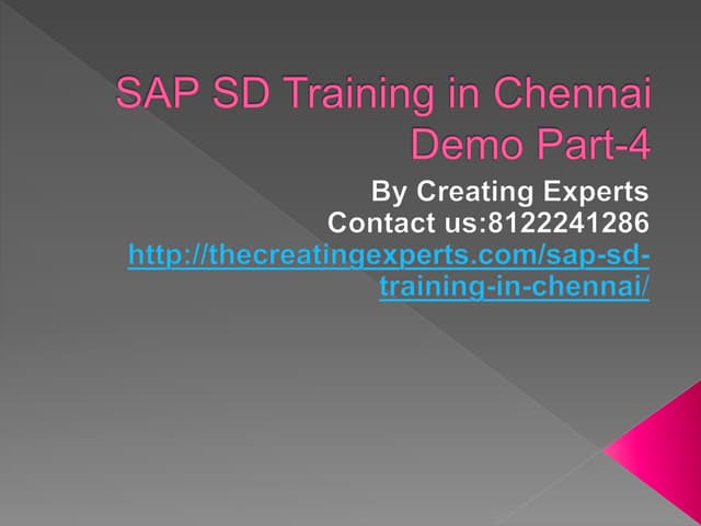 SAP SD Training in Chennai Demo Part-4