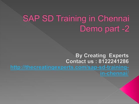 SAP SD Training in Chennai Demo Part-2