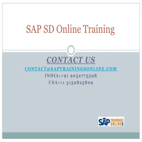 Sap sd online training overview 9