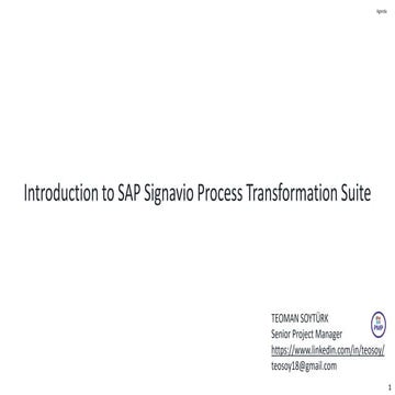 Introduction to SAP Signavio Buiness Transformation Suite