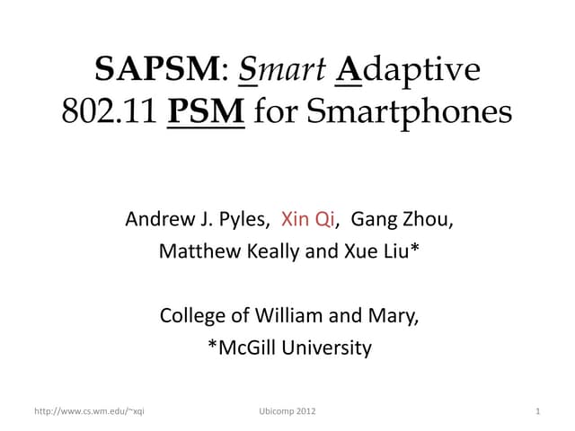 SAPSM Ubicomp 2012