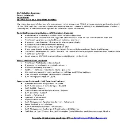 Sap Solution Engineer