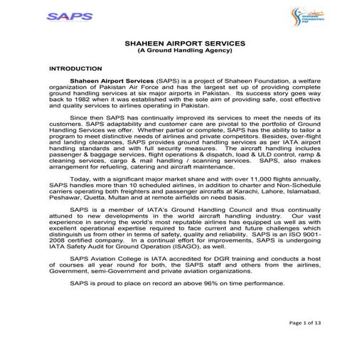 Shaheen Airport Services (SAPS)