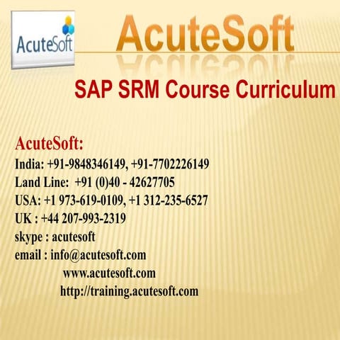 Sap srm course curriculum PPT