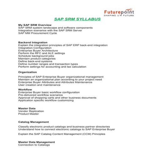 Sap srm training course