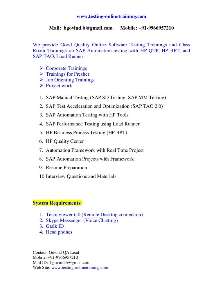 sap testing resumes