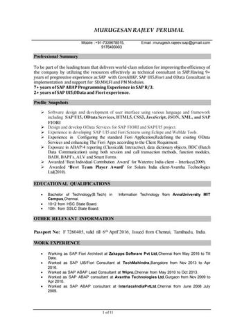 9+ years SAP Fiori/UI5 Architect looking for change