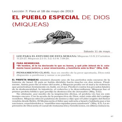 Leccion 07 - El pueblo especial de Dios (Miqueas)