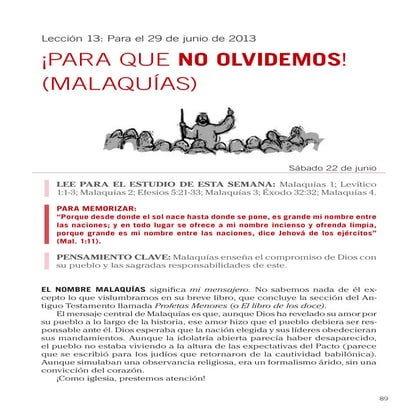Leccion 13 - ¡Para que no olvidemos! (Malaquias)