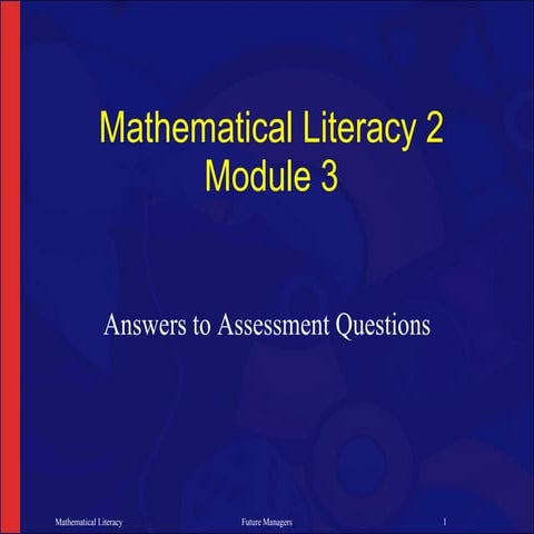 NCV 2 Mathematical Literacy Hands-On Training Solution to Summative Assessment 3