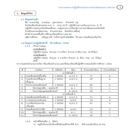 รายงานผลการปฏิบัติงานและการประเมินตนเอง ปี 2556