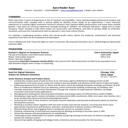 Sara Azer resume