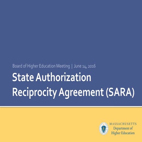 State Authorization Reciprocity Agreement (SARA) Briefing