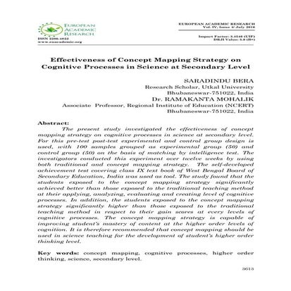 Effectiveness of Concept Mapping Strategy on Cognitive Process in Sciences at...