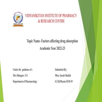 Factors Affecting Drug Absorption
