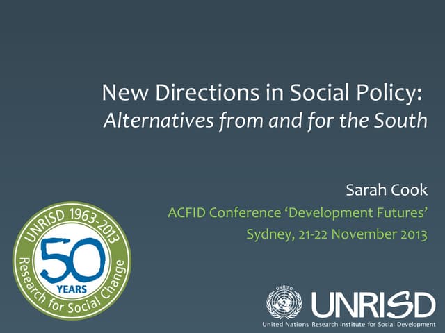 Sarah Cook - Rethinking social development for the 21st century