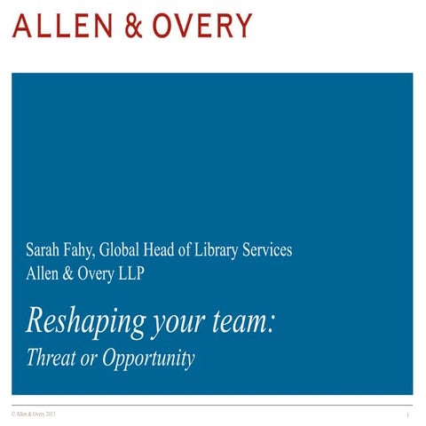 Sarah Fahy Reshaping Your Team