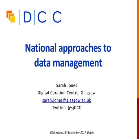 Sarah Jones - National approaches to data management