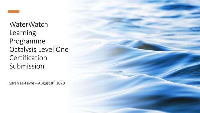 Octalysis Level 1 Certificate - Sarah Le-Vevre - WaterWatch