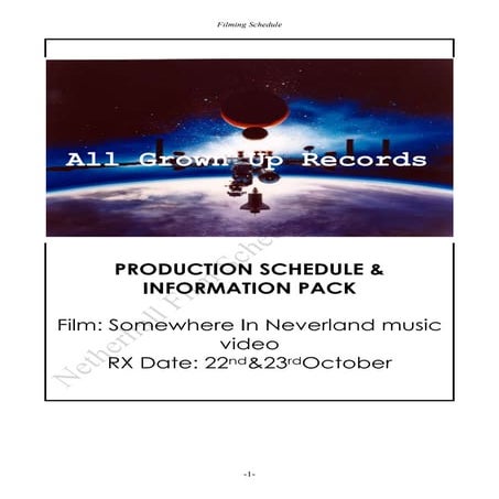 Sarah production schedule