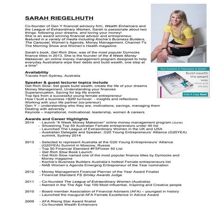 Sarah Riegelhuth - Biography | PDF
