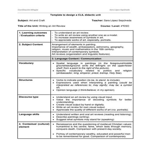 Module 1 activity clil unit plan template dafne fortea | PDF