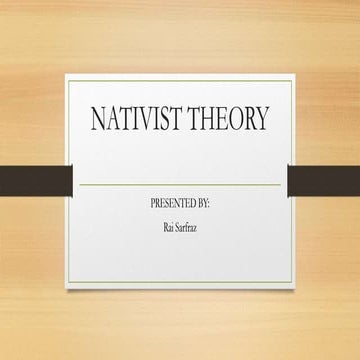 Nativist Theory-Second language aquisition- Shaim Chaudry