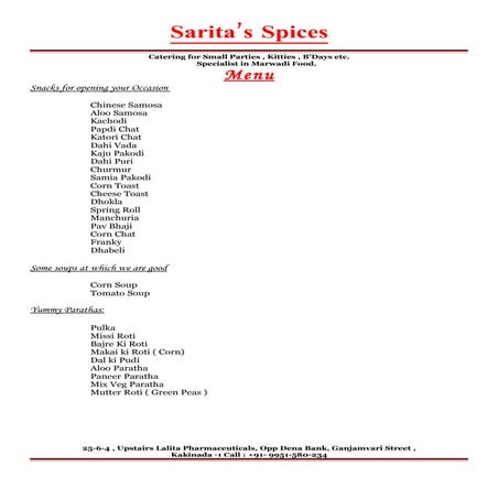 Sarita's Spices