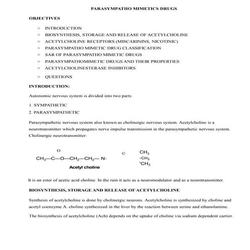 Sar of choinergic &; anticholinergic drugs