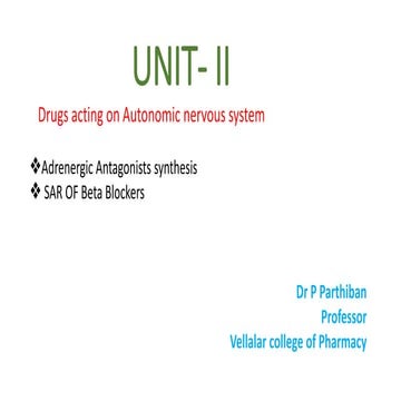 SAR and Synthesis of adrenergic blockers