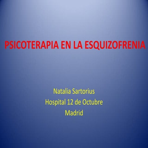 Psicoterapía en la esquizofrenia