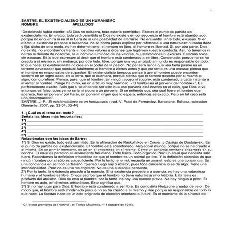 Sartre, El existencialismo es un humanismo