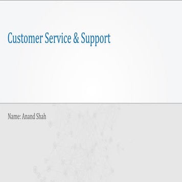 Customer Service and Support